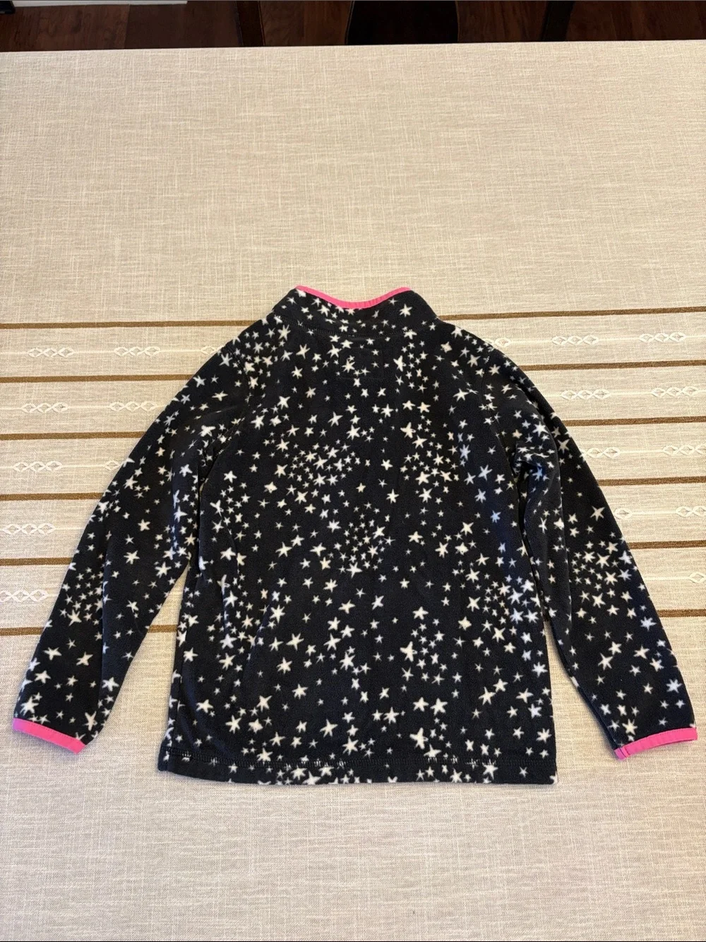 OshKosh B'gosh Black Star-Print Fleece Pullover with Pink Trim